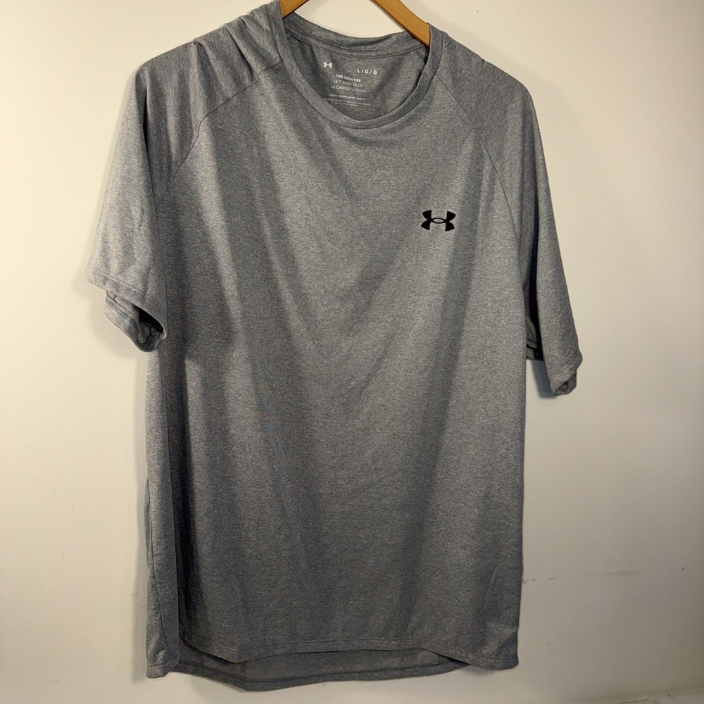 Under Armour Men's L Gray Tech Tee Short Sleeve Athletic Workout Gym Tshirt